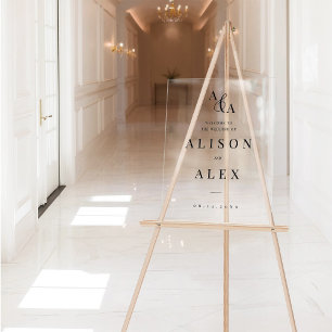 Black & White Ampersand Modern Wedding Invitation Acrylic Sign