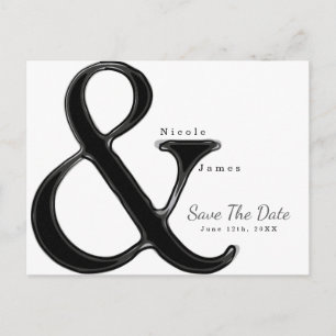 Black & White Ampersand Wedding Save the Date Announcement Postcard