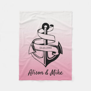 Black & White Anchor Fleece Blanket