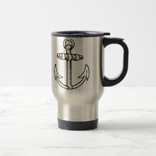 Black & White Anchor Travel Mug