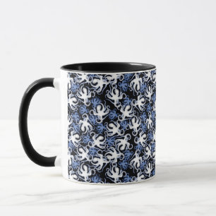 Black, White and Blue Octopus Seamless Pattern Mug
