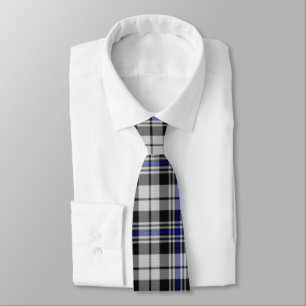 Black White and Blue Plaid Tie