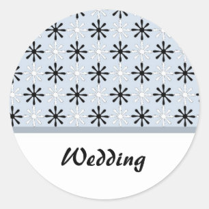 Black, White and Blue Wedding Theme Classic Round Sticker