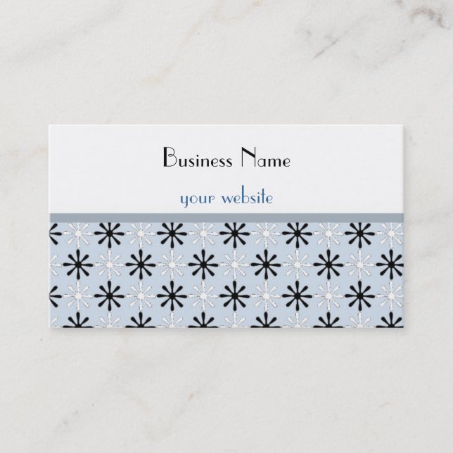 Black, White and Blue Whimsical Print Business Card (Front)