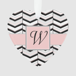 Black White and Blush Chevron Acrylic Ornament