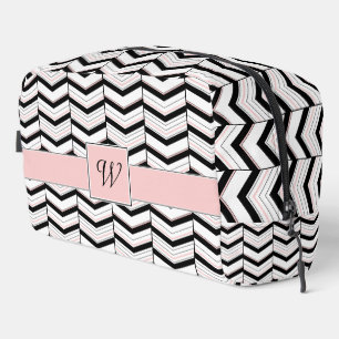 Black White and Blush Chevron Dopp Kit