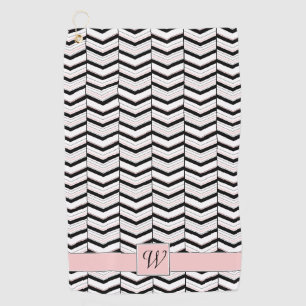 Black White and Blush Chevron Golf Towel
