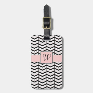 Black White and Blush Chevron Luggage Tag
