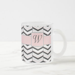 Black White and Blush Chevron Mug