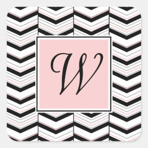 Black White and Blush Chevron Sticker