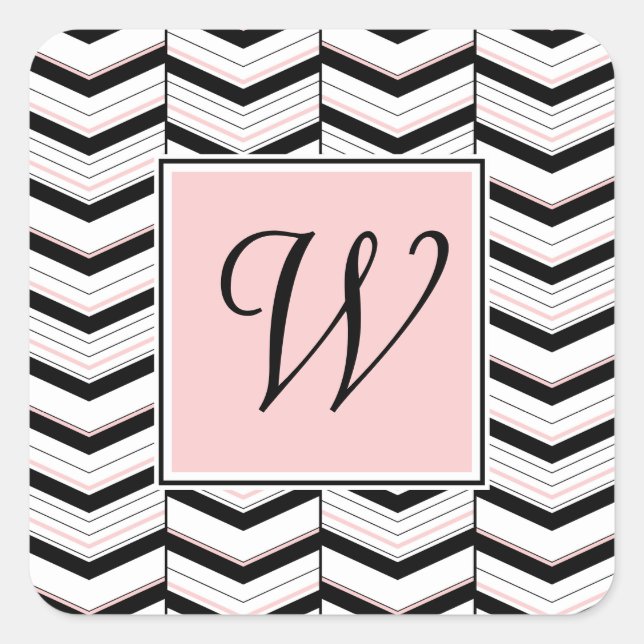 Black White and Blush Chevron Sticker (Front)