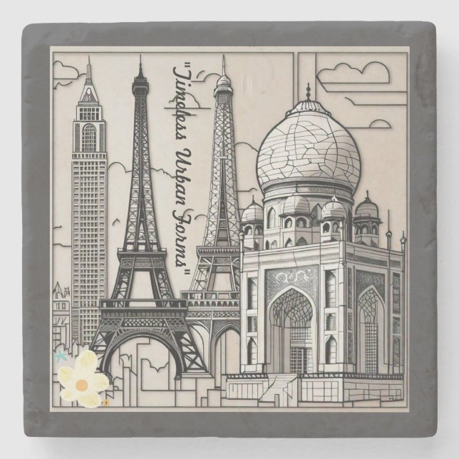 "Black, White, and Built" Stone Coaster (Front)