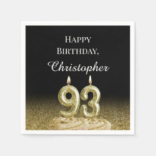Black, White and Gold 93rd Birthday Napkins