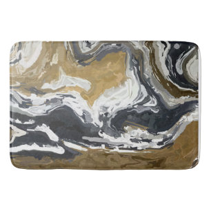 Black, White and Gold Abstract  Bath Mat