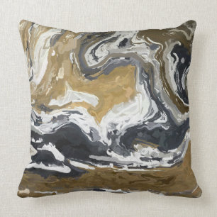 Black, White and Gold Abstract Cushion