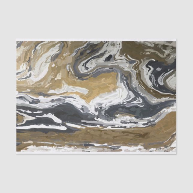 Black, White and Gold Abstract Tissue Paper (Front)