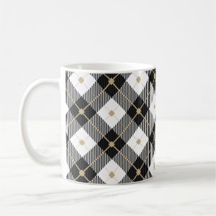Black White and Gold Buffalo Plaid Classic Mug