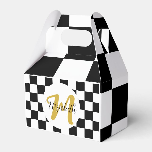 Black White and Gold Elegant Aesthetic Favour Box (Front Side)