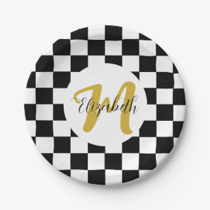 Black White and Gold Elegant Aesthetic Paper Plate