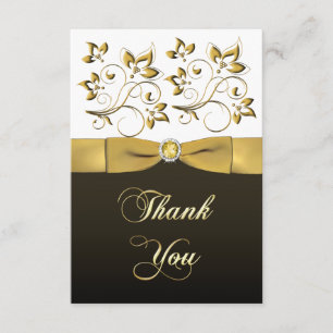 Black, White, and Gold Floral Thank You Note