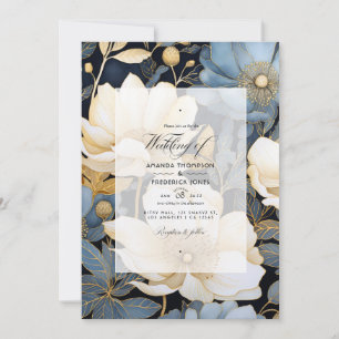 Black, White and Gold Floral Wedding Invitation