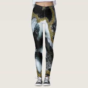 Black, White, and Gold Leggings   Modern & Chic