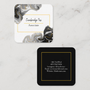 Black, White and Gold Marble Classy Square Business Card