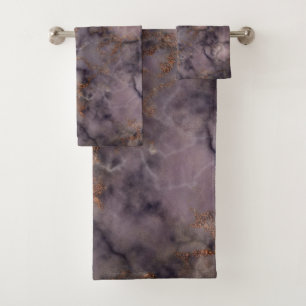 Black White and Gold Marble Pattern Bath Towel Set