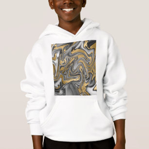 Black, White And Gold Marbled Oil Slick Abstract