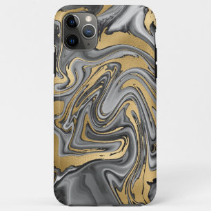 Black, White And Gold Marbled Oil Slick Abstract iPhone 11 Pro Max Case