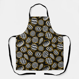 Black White and Gold Pumpkin Pattern Apron