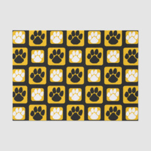 Black, White and Gold Repeating Pawprint  Tissue Paper