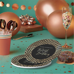 Black White and Gold Script 30th Birthday Party Paper Plate