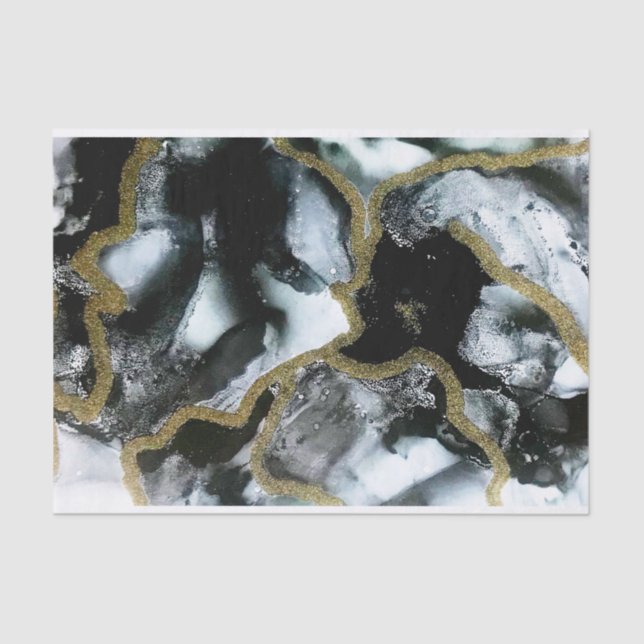 Black, White, and Gold Tissue Paper | Modern/Chic (Front)