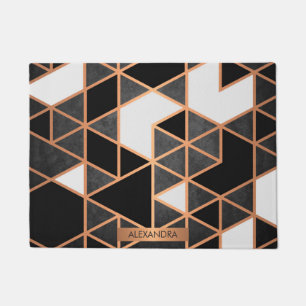 Black White and Golden Mosaic Doormat