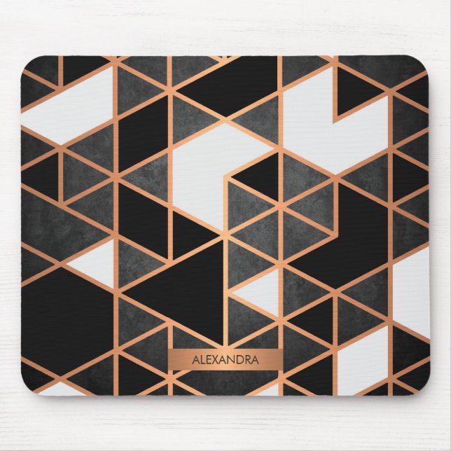 Black White and Golden Mosaic Mouse Mat (Front)