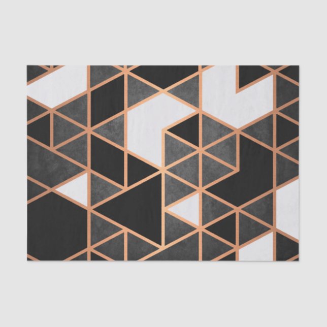 Black White and Golden Mosaic Tissue Paper (Front)