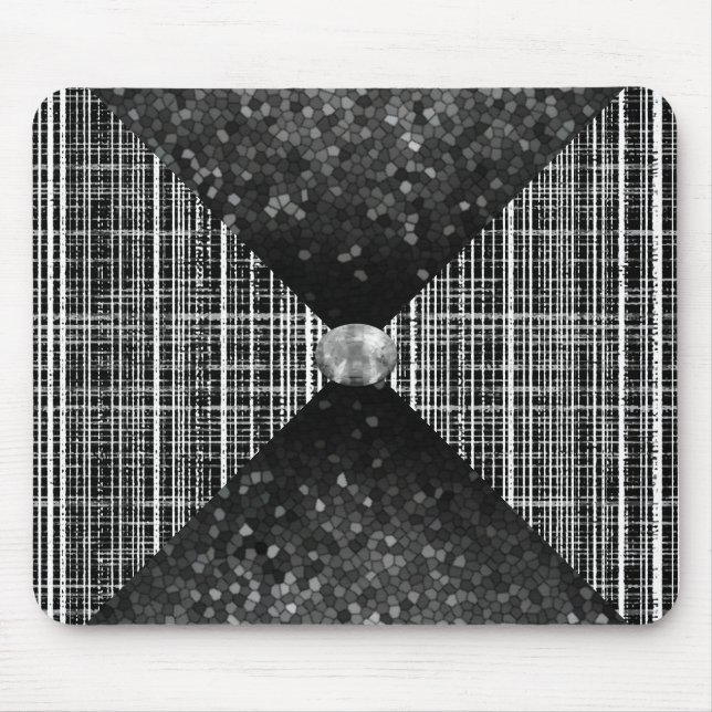 Black, White, and Gray Check Pattern Mouse Mat (Front)