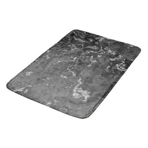 Black, White, and Gray Marble abstract Bath Mat