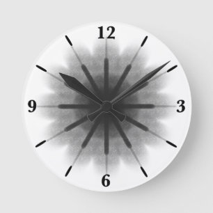 Black White And Gray Salty Watercolor Painting Art Round Clock