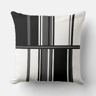 Black, White and Gray Stripes Cushion