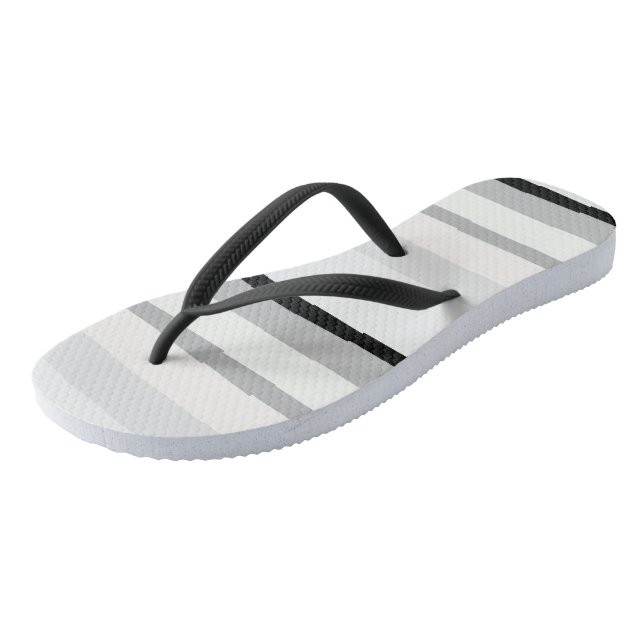 Black, White and Green Abstract Stripes Flip Flops (Angled)