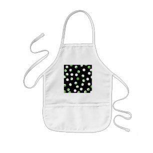Black, White and Green Spotty Pattern. Kids Apron