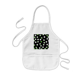 Black, White and Green Spotty Pattern. Kids Apron