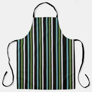 Black, white, and green stripe digital apron