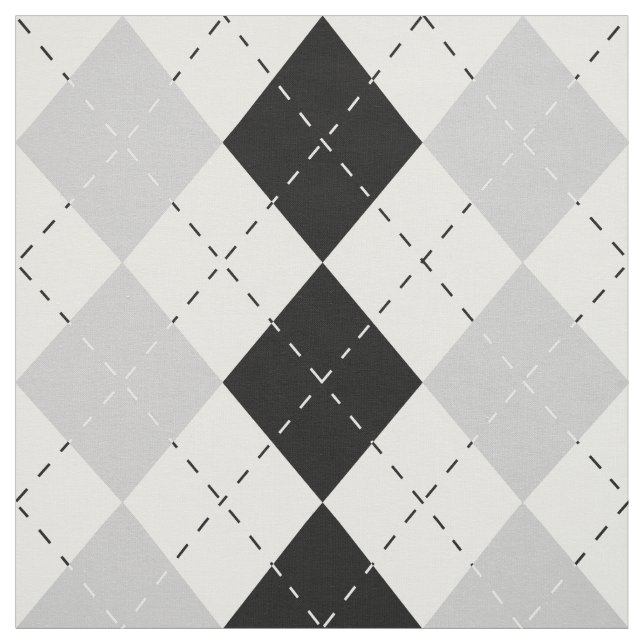 Black White and Grey Argyle Fabric (Swatch)