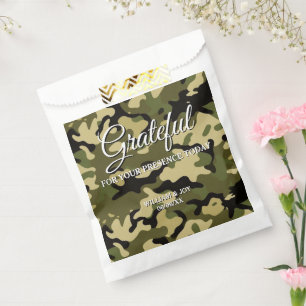 Black, White, and Grey Camouflage Grateful Favour Bags