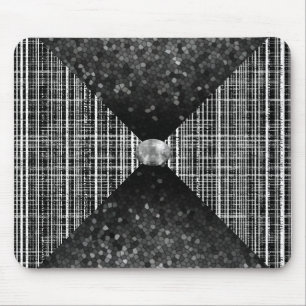 Black, White, and Grey Check Pattern Mouse Mat