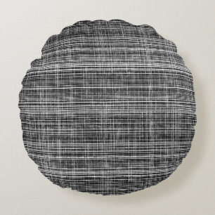 Black, White, and Grey Check Pattern Round Cushion