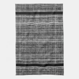 Black, White, and Grey Check Pattern Tea Towel